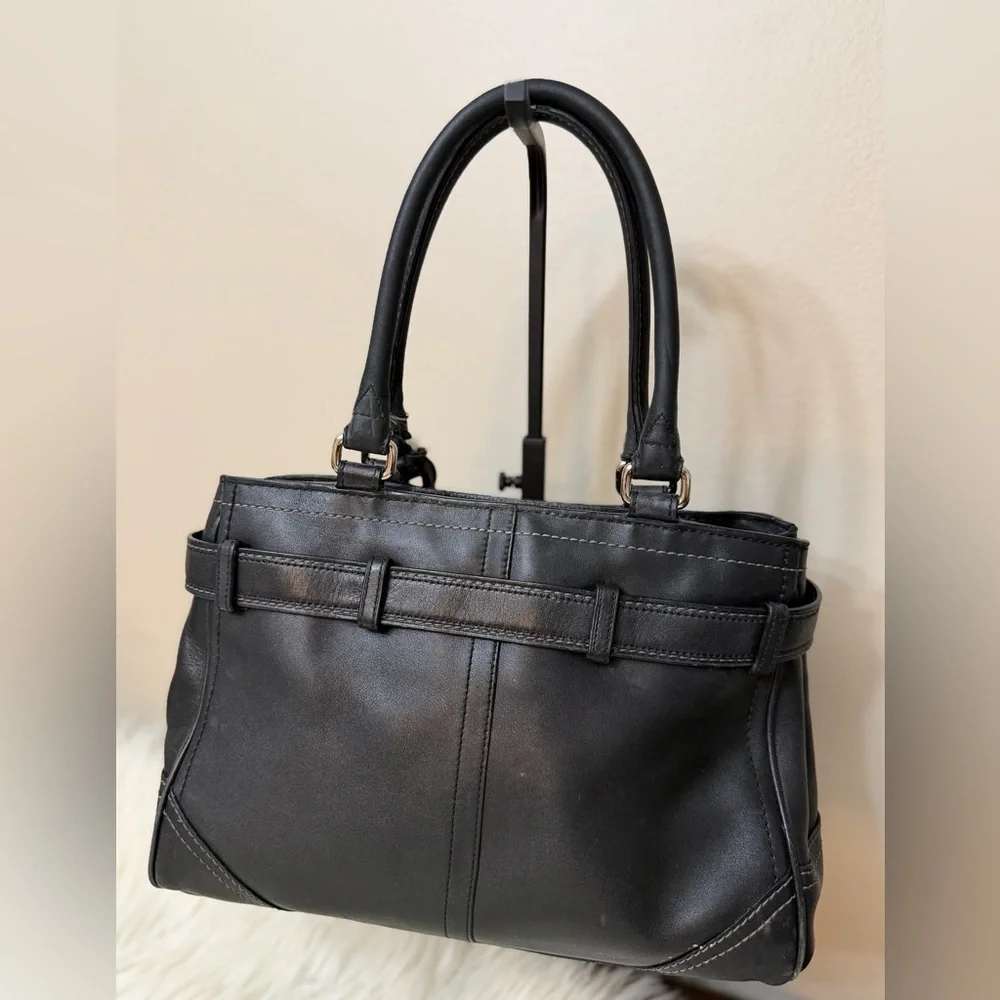 Coach Black Leather Satchel bag F08A70 Hampton with Horse-Bit Hardware - Picture 2 of 10